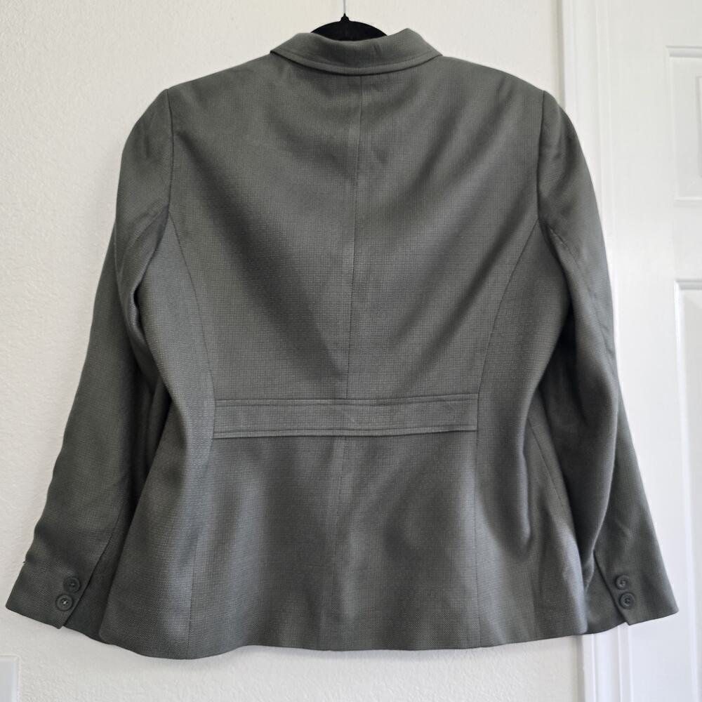Women's Vintage100% Silk Blazer Army Green Size 12P Pockets Preppy Collared - Picture 5 of 13